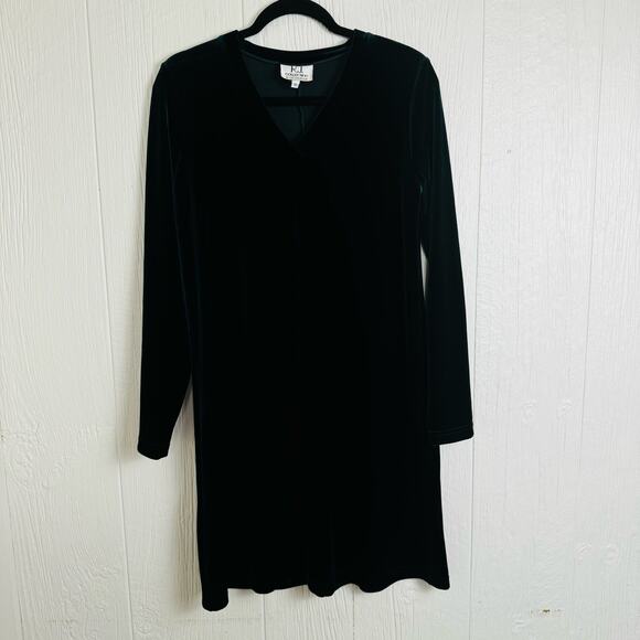 R.J. Collection by Chelsea Rousso Emerald Green Velvet Dress Jewel Tone Size 10 - Picture 2 of 12